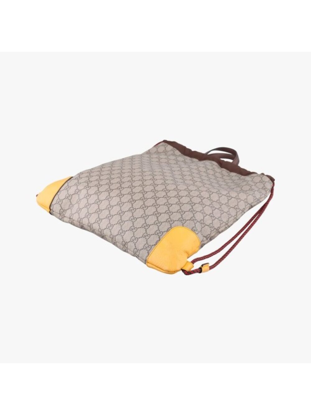 ★SOLD★ Gucci GG Supreme Drawstring Beige Yellow Canvas Leather Tote - Picture 6 of 15